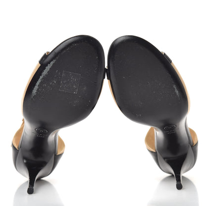 Chanel Lambskin Peep Toe Sandals 41.5 Beige Black 6 of 11