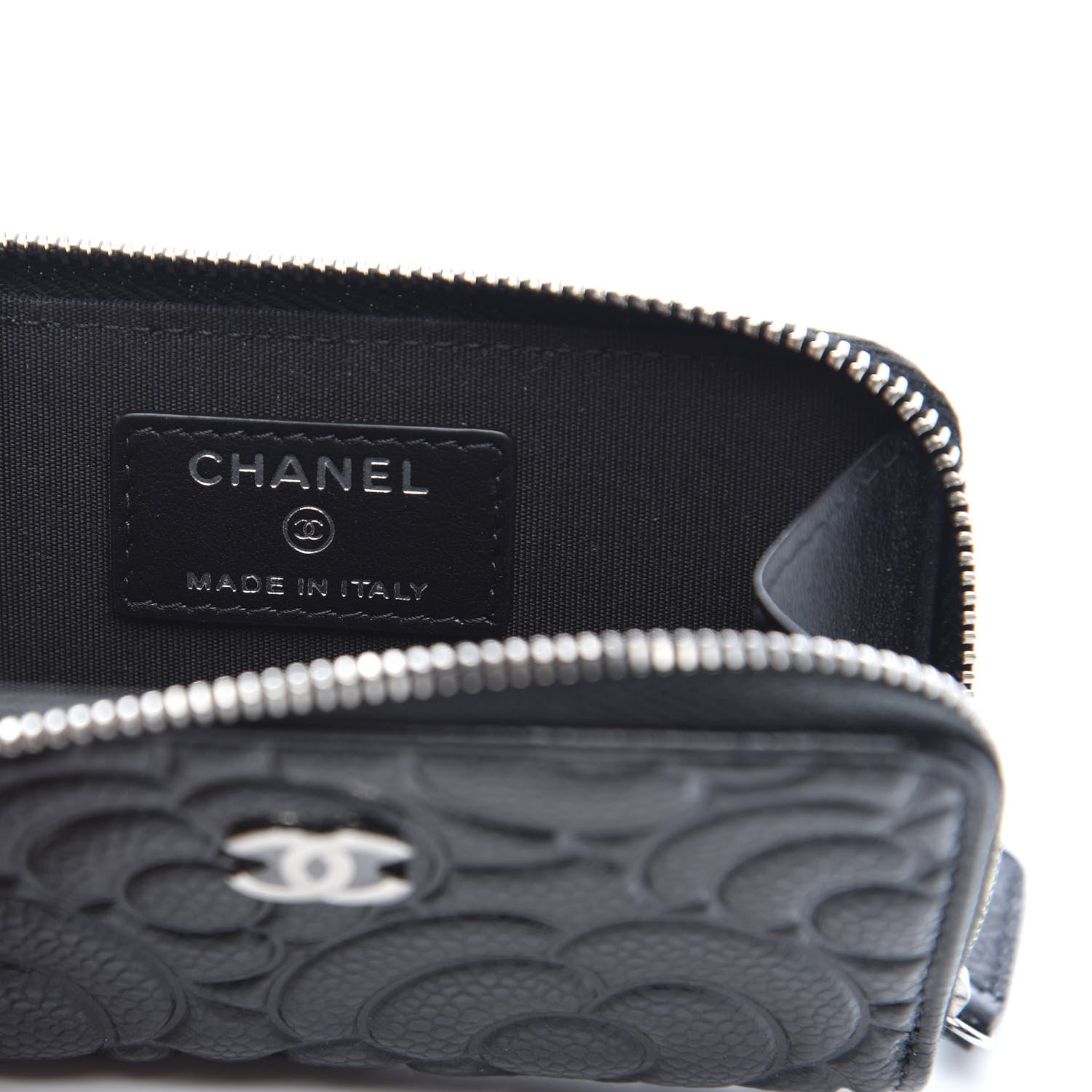 Chanel Caviar Camellia Embossed Key Holder Case Black 7 of 11