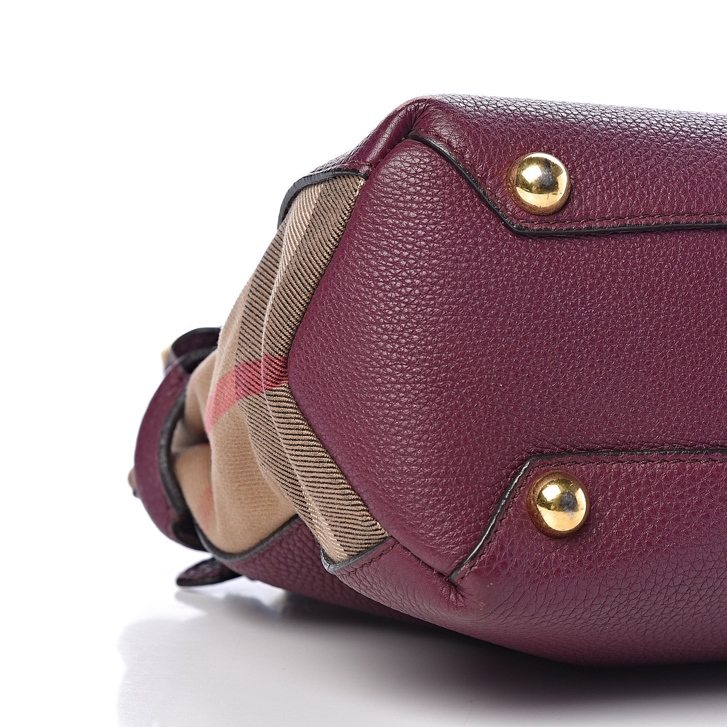 Burberry Grainy Calfskin House Check Small Banner Tote Elderberry 9 of 10