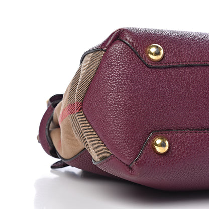 Burberry Grainy Calfskin House Check Small Banner Tote Elderberry 9 of 10