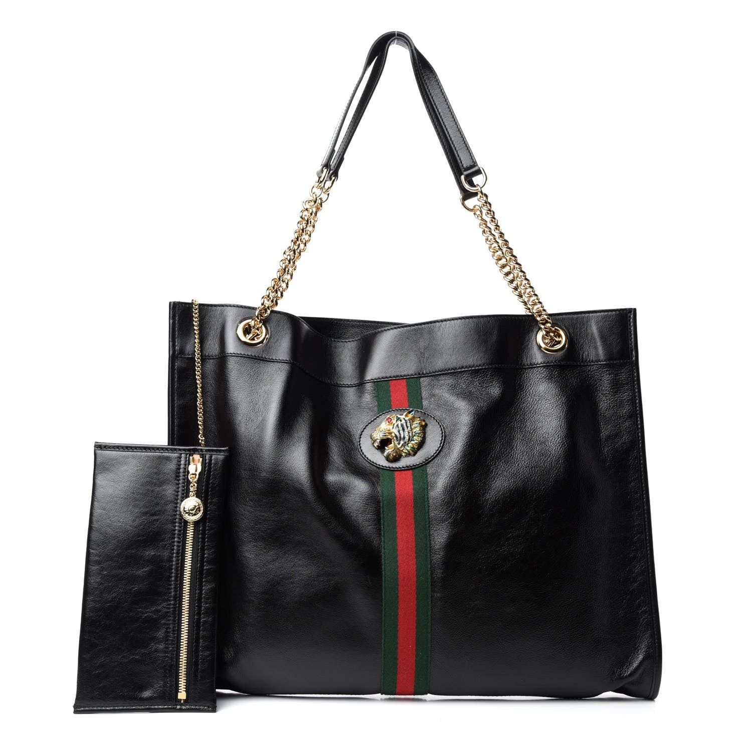 Gucci Calfskin Large Rajah Chain Tote Black 1 of 12