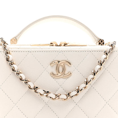 Chanel Caviar Quilted Top Handle Vanity Case White 8 of 10