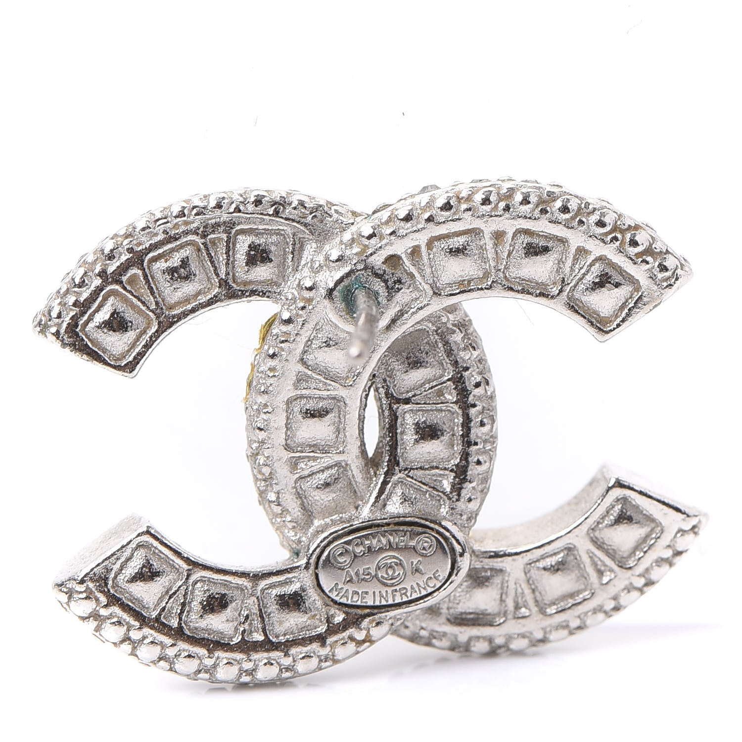 Chanel Baguette Crystal CC Earrings Silver Black 4 of 8