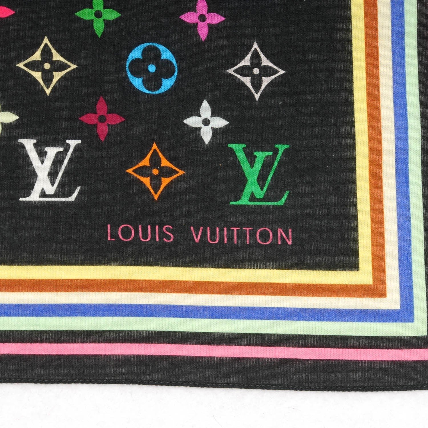 Louis Vuitton Cotton Multicolor Square Scarf Black 3 of 4