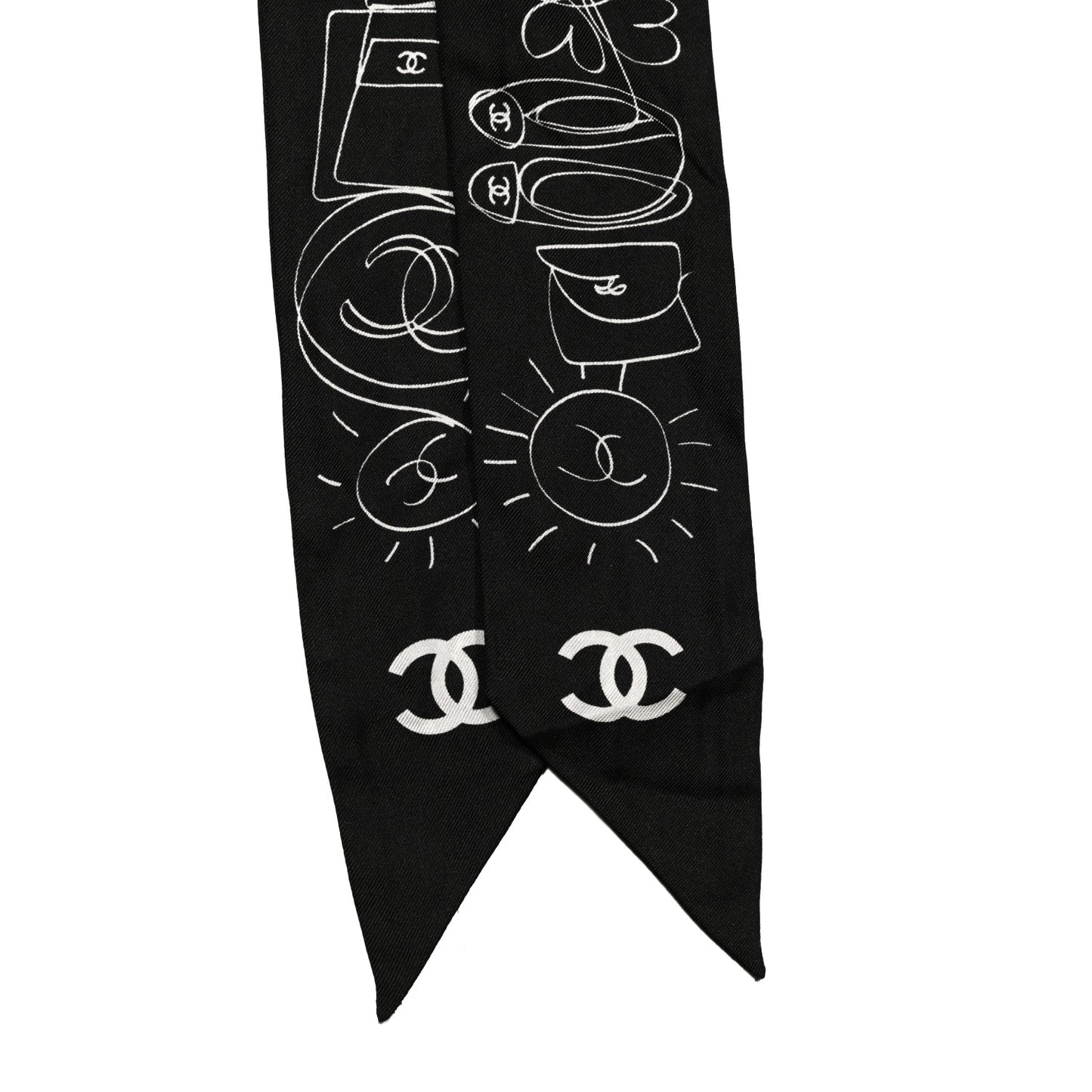Silk Slim Bandeau Scarf Black