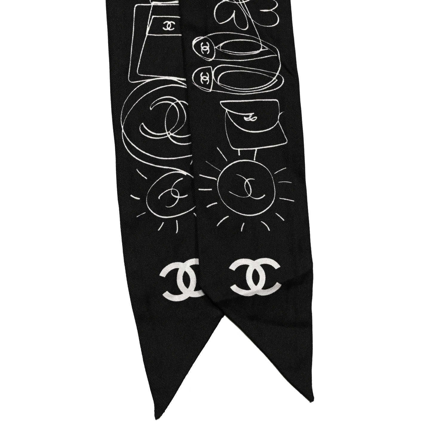 Chanel Silk Slim Bandeau Scarf Black 2 of 4