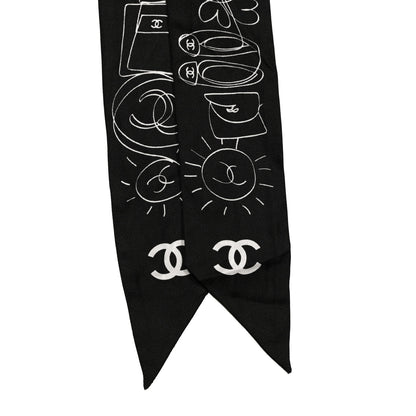 Chanel Silk Slim Bandeau Scarf Black 2 of 4
