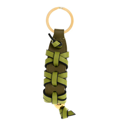 Loewe Calfskin Braided Bag Charm Olive Dark Khaki 1 of 5