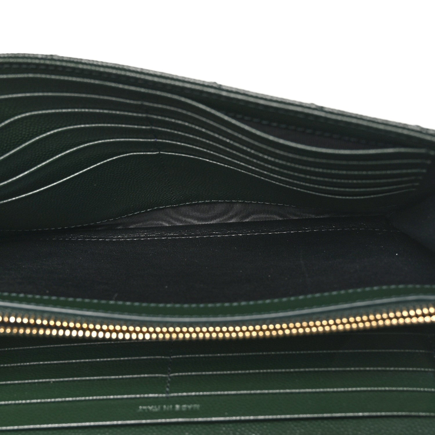 Saint Laurent Grain De Poudre Matelasse Chevron Monogram Chain Wallet Vert Fonce 5 of 11