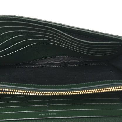 Saint Laurent Grain De Poudre Matelasse Chevron Monogram Chain Wallet Vert Fonce 5 of 11