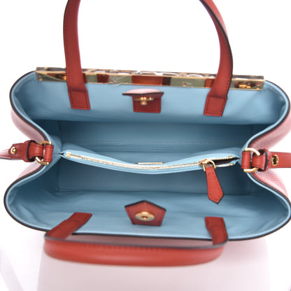 Fendi Vitello Dolce Century Petite 2Jours Tote Bloody Mary Turchese Pallido 5 of 10