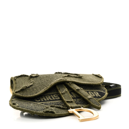 Christian Dior Canvas Embroidered Camouflage Saddle Belt Bag Green 4 of 10