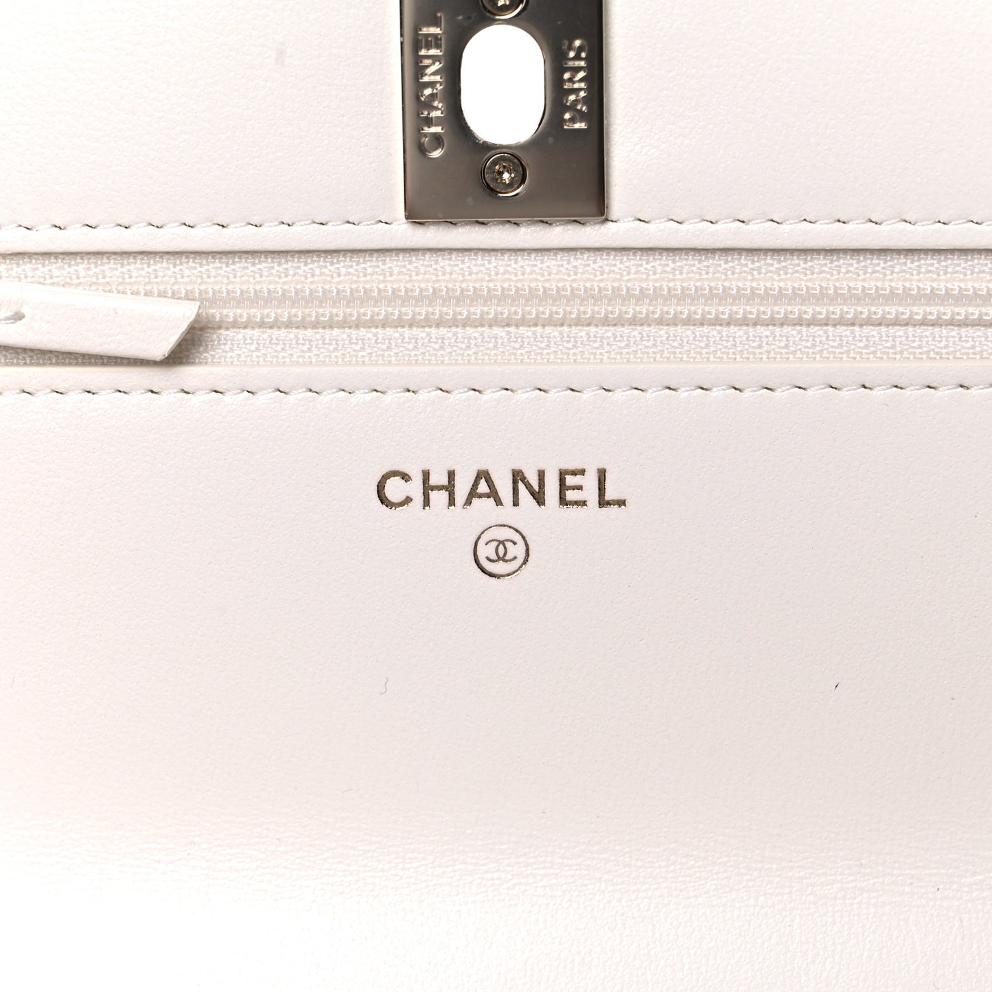 Lambskin Quilted Trendy CC Wallet On Chain WOC White
