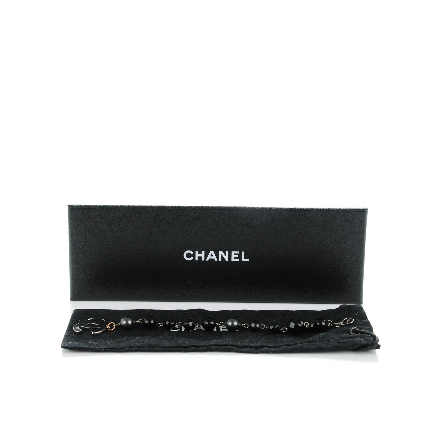 Ruthenium Beaded CC Bracelet Black