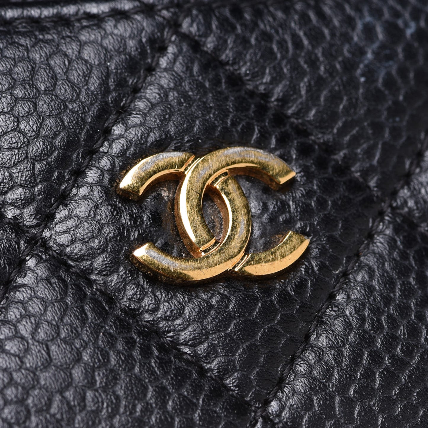 Caviar Quilted Card Holder Black