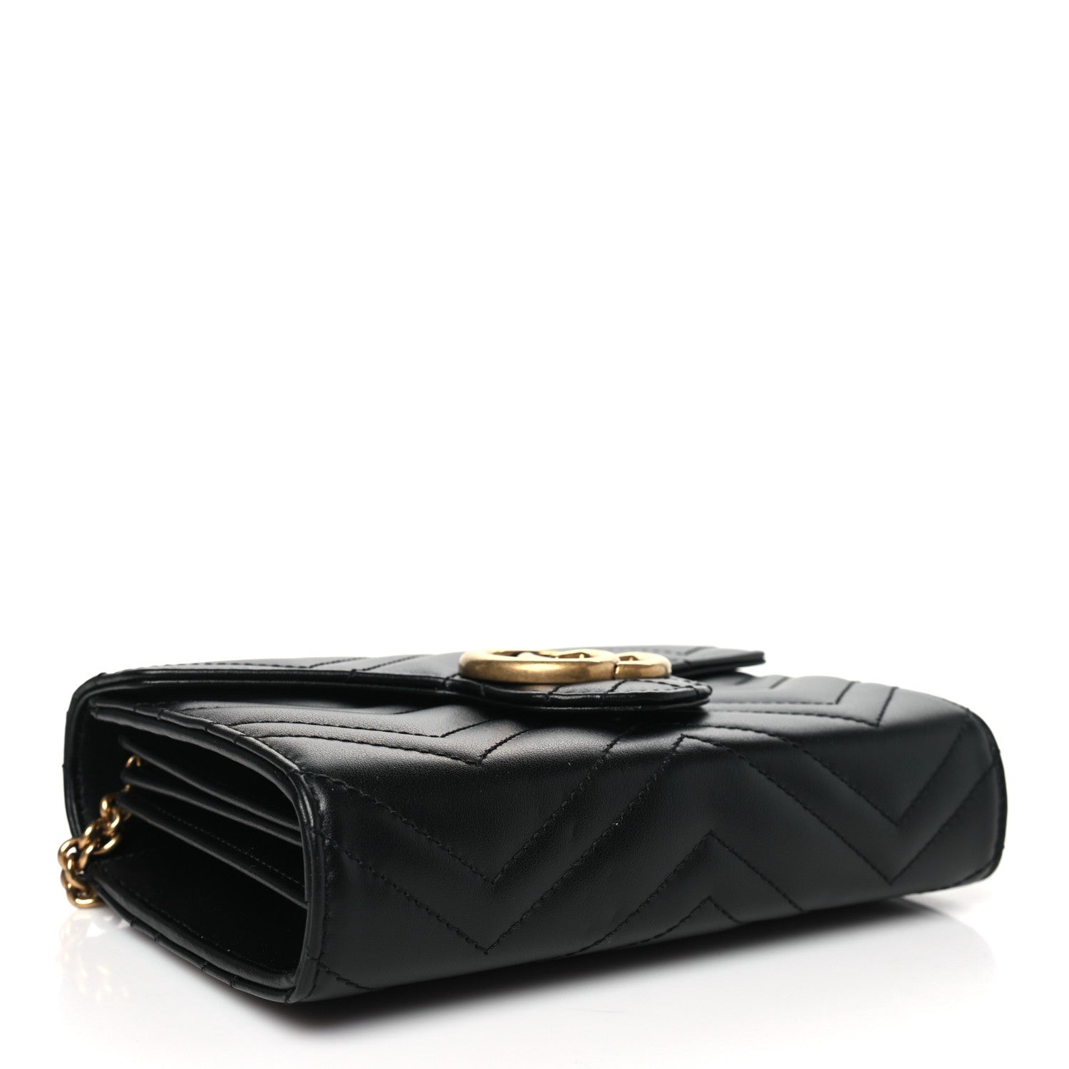 Gucci Calfskin Matelasse GG Marmont Chain Wallet Black 5 of 11