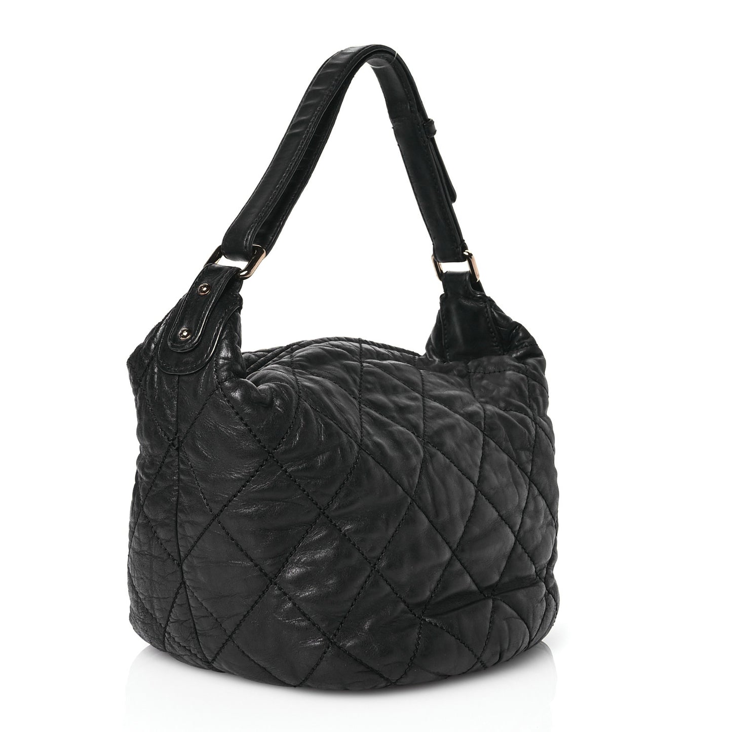 Lambskin Quilted Cloudy Bundle Hobo Black