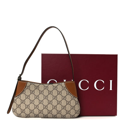 Gucci GG Monogram Calfskin Small Emblem Shoulder Bag Beige Dark Brown 11 of 11