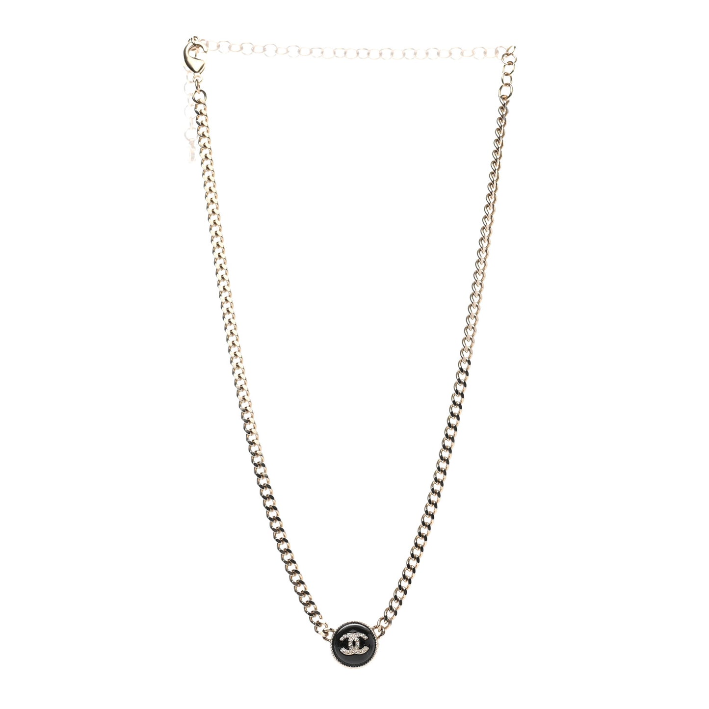 Crystal Resin CC Chain Link Short Necklace Black Gold