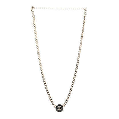 Chanel Crystal Resin CC Chain Link Short Necklace Black Gold 3 of 4
