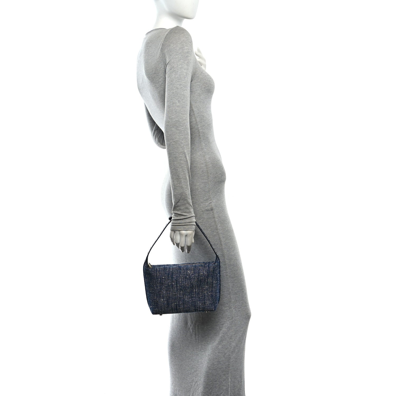 Bottega Veneta Denim Boucle Wallace Shoulder Bag Navy White Space 2 of 10