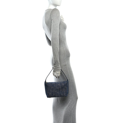Bottega Veneta Denim Boucle Wallace Shoulder Bag Navy White Space 2 of 10
