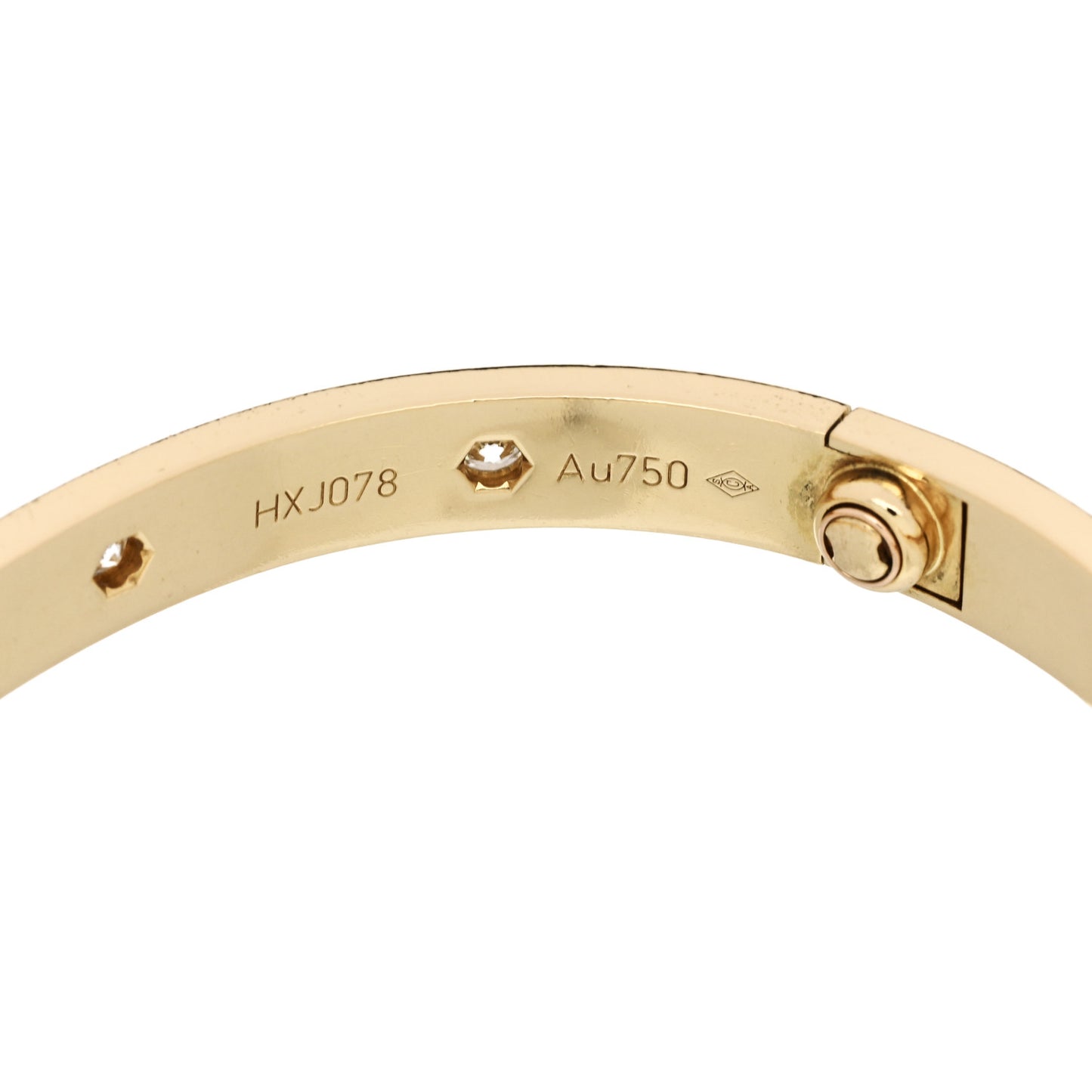 18K Yellow Gold 10 Diamond LOVE Bracelet 17