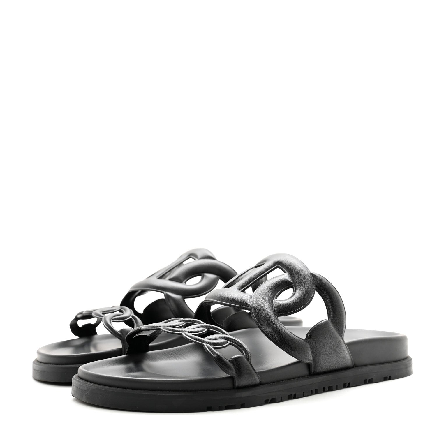 Hermes Nappa Extra Sandals 37.5 Black 3 of 9