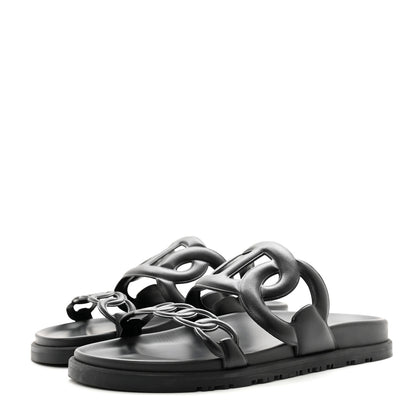 Hermes Nappa Extra Sandals 37.5 Black 3 of 9