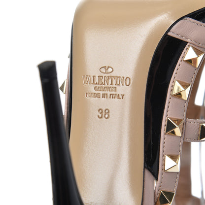 Valentino Garavani Patent Nappa Rockstud Ankle Strap 100mm Pumps 38 Black Poudre 7 of 11