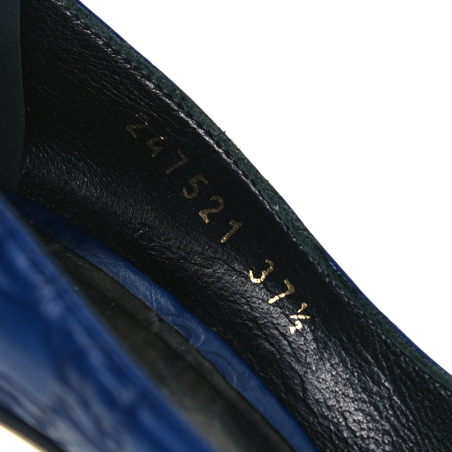 Soft Guccissima GG Peep Toe Heels 37.5 Blu Cina