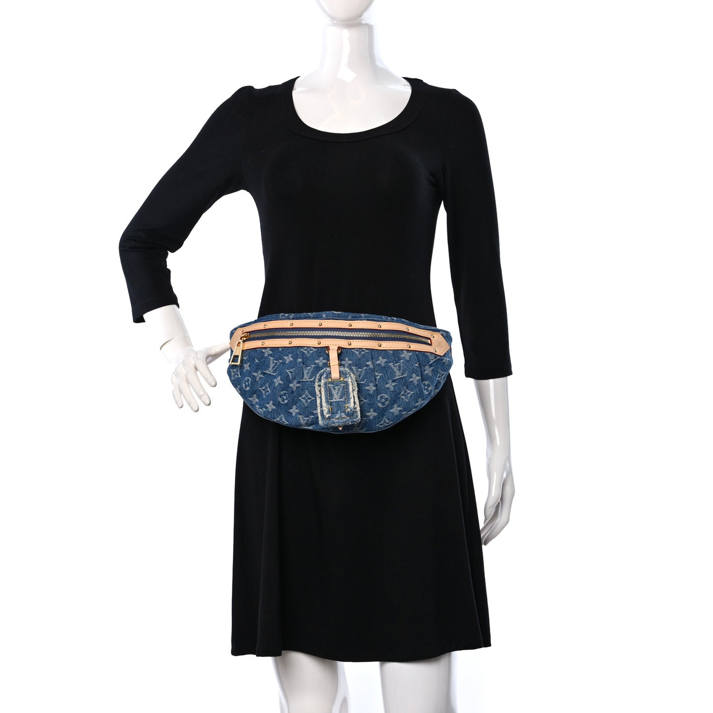 Monogram Denim High Rise Bumbag Blue