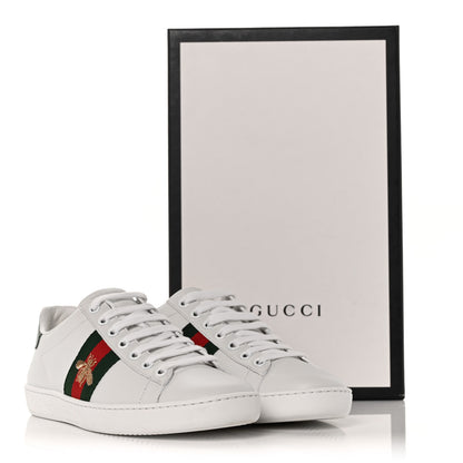 Gucci Calfskin Ayers Bee Embroidered Womens Ace Sneakers 35.5 White Green 8 of 8