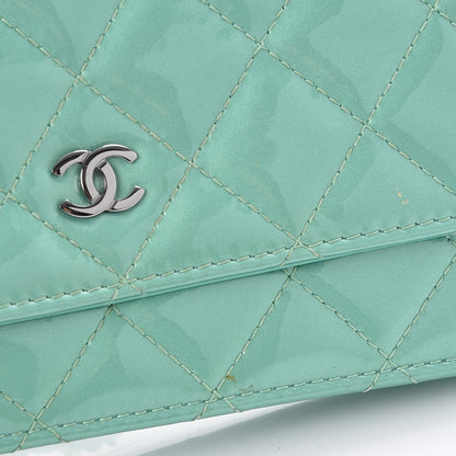 Chanel Patent Quilted Wallet On Chain WOC Green 9 of 12