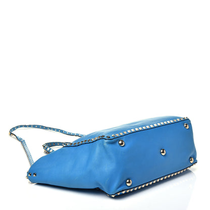 Valentino Garavani Vitello Medium Rockstud Tote Blue Fluo 5 of 10