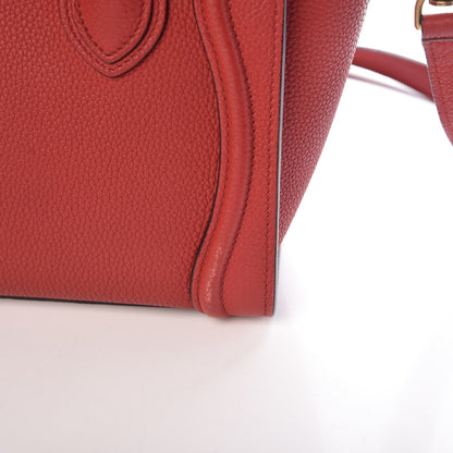 Celine Drummed Calfskin Nano Luggage Coquelicot 14 of 16