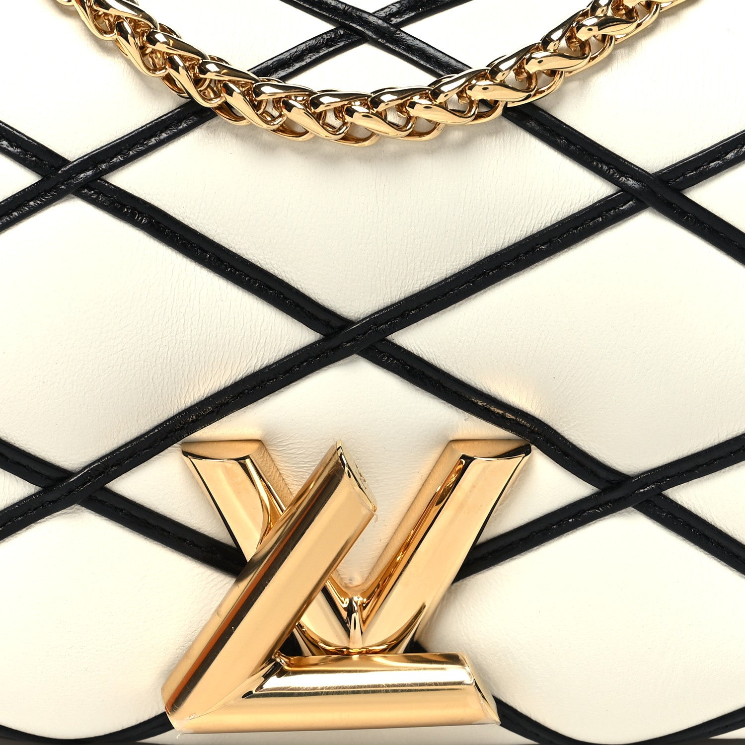 Louis Vuitton Lambskin Malletage Pico GO-14 White Black 7 of 10