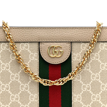 Gucci GG Supreme Monogram Textured Dollar Calfskin Web Small Ophidia Chain Shoulder Bag Beige Mystic White Oatmeal 9 of 11