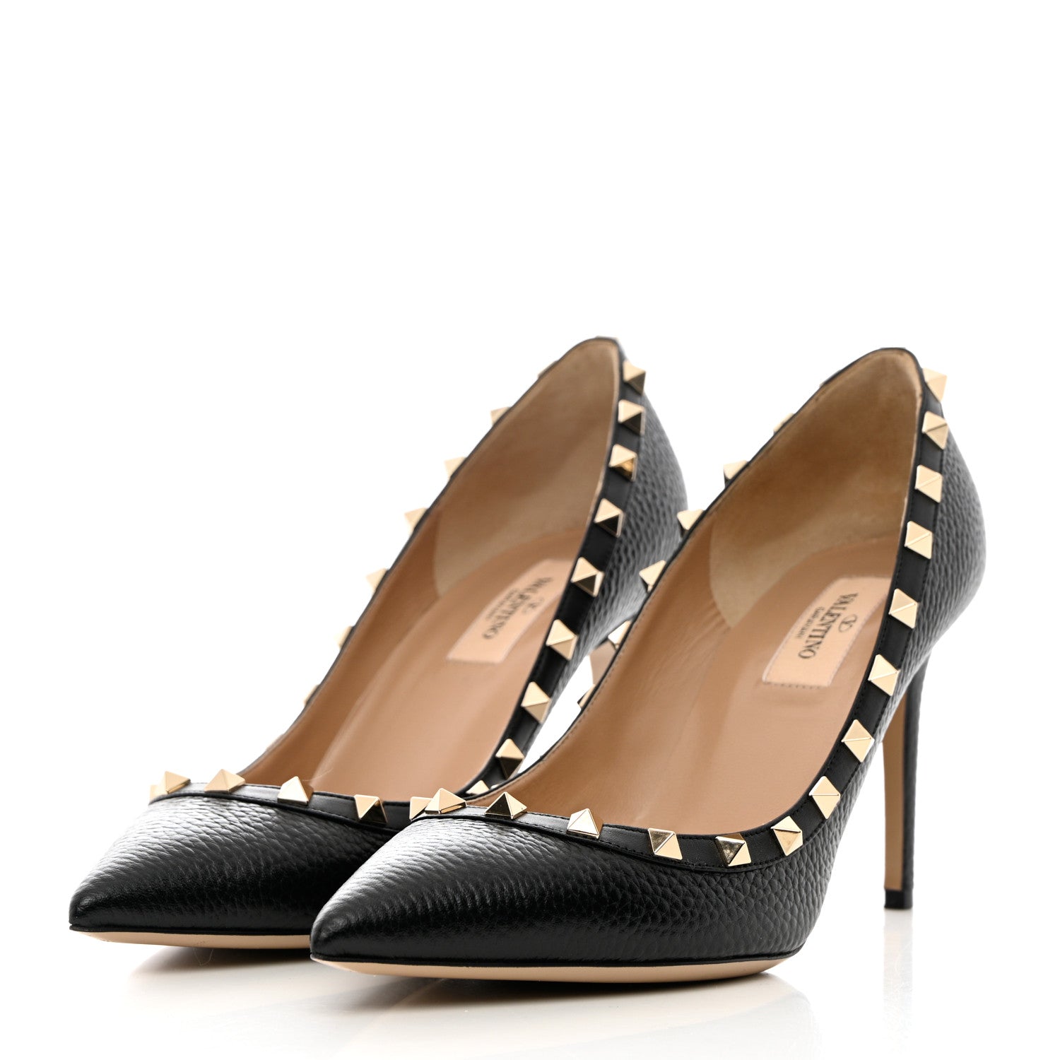 Valentino Garavani Pebbled Calfskin Rockstud 85mm Pumps 39.5 Black 3 of 10