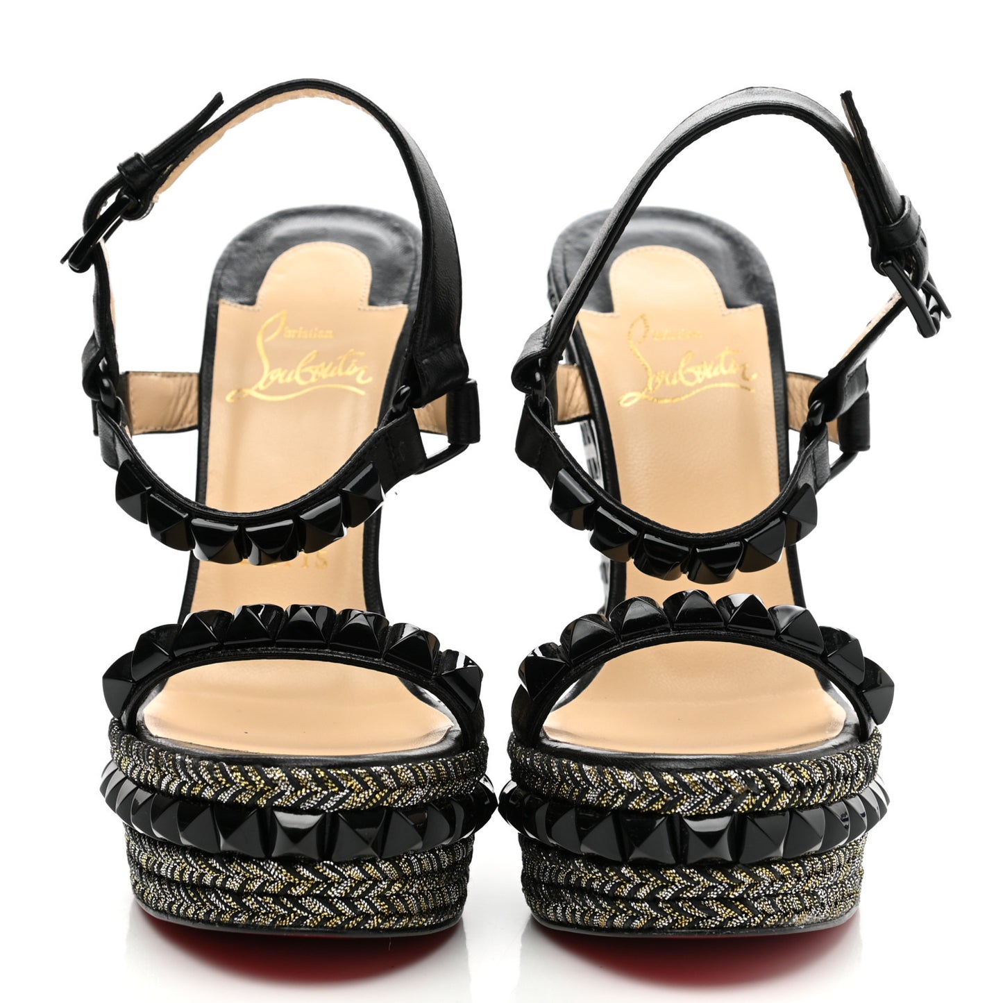 Nappa Lame Cataclou 140 Wedge Sandals 35 Black