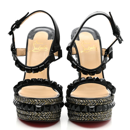 Christian Louboutin Nappa Lame Cataclou 140 Wedge Sandals 35 Black 2 of 7