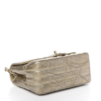 Chanel Patent Metallic Crumpled Calfskin Chevron Quilted Mini Square Flap Gold 4 of 10