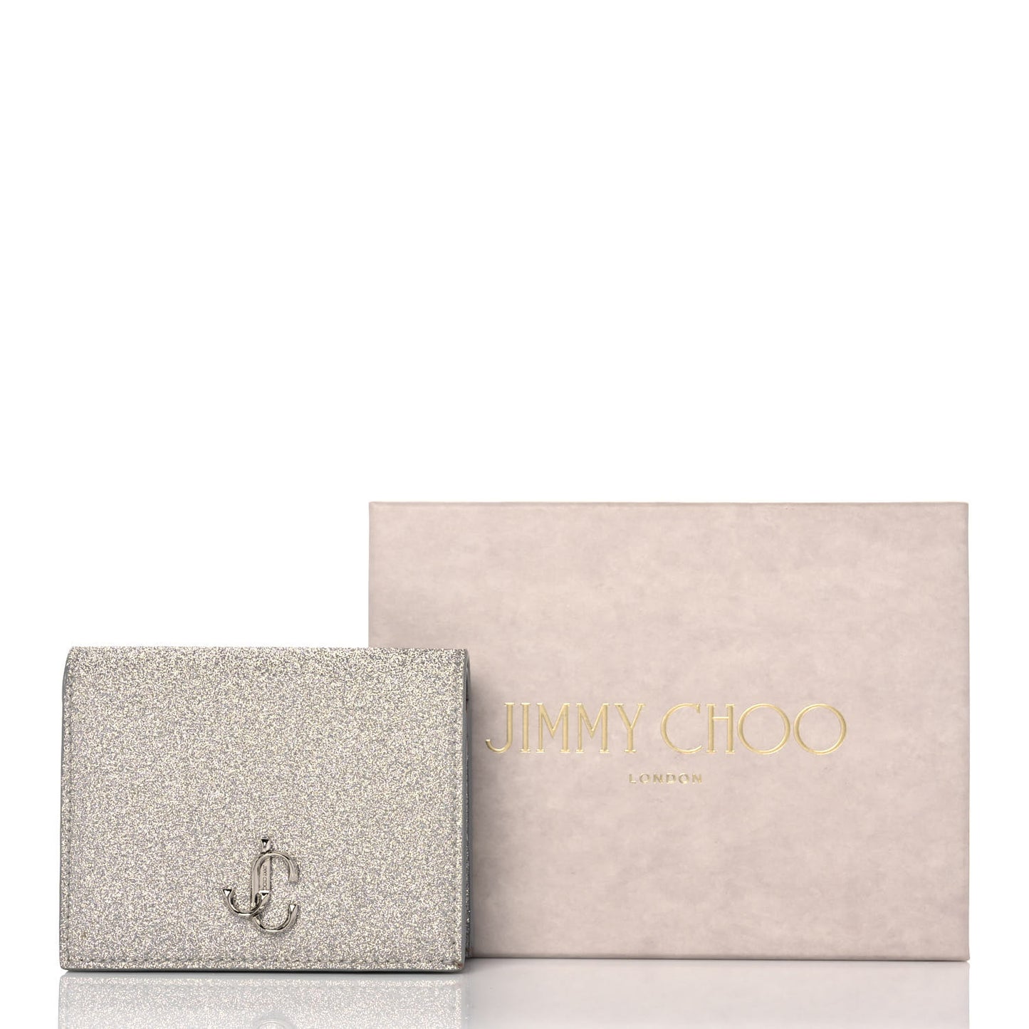 Coarse Glitter Calfskin Palace Wallet Silver