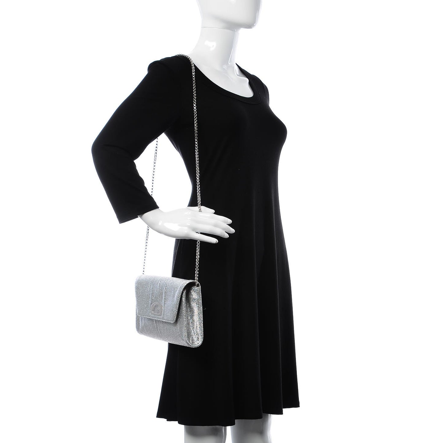 Glitter Fabric Vero Dodat Clutch Silver
