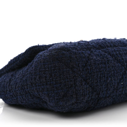 Chanel Tweed Quilted Large Chanel 19 Flap Navy Blue 5 of 8