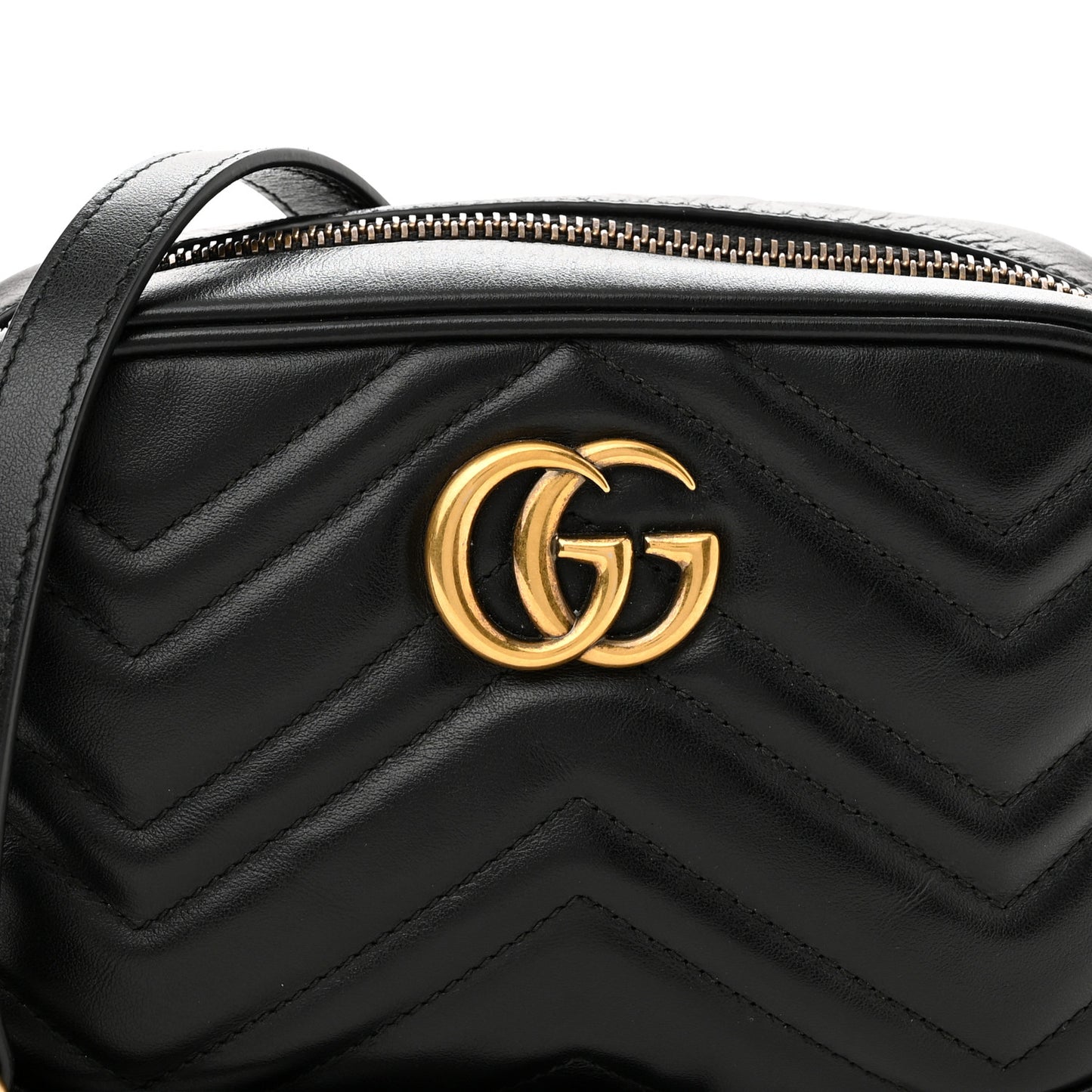 Calfskin Matelasse Mini GG Marmont Chain Shoulder Bag Black