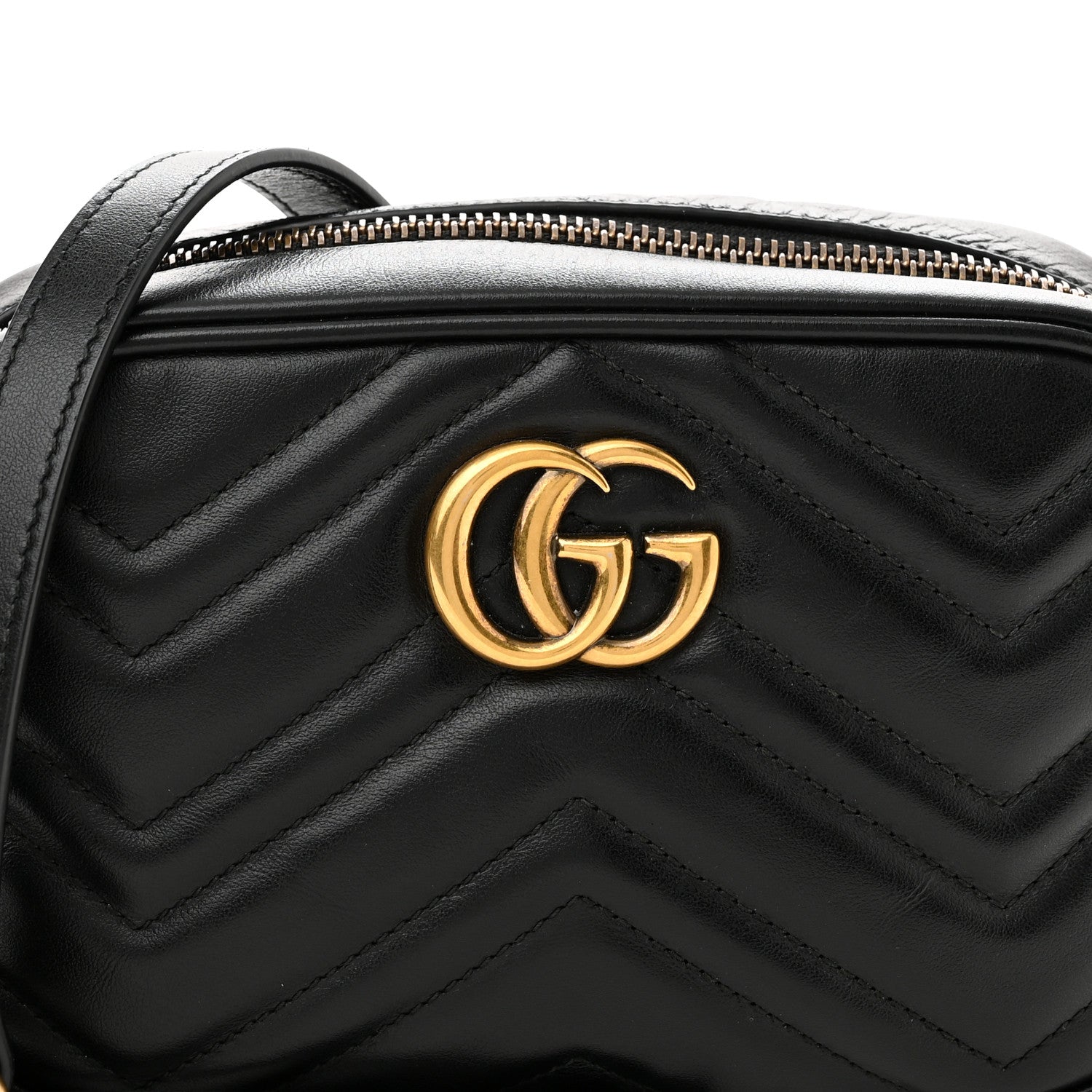 Gucci Calfskin Matelasse Mini GG Marmont Chain Shoulder Bag Black 8 of 10