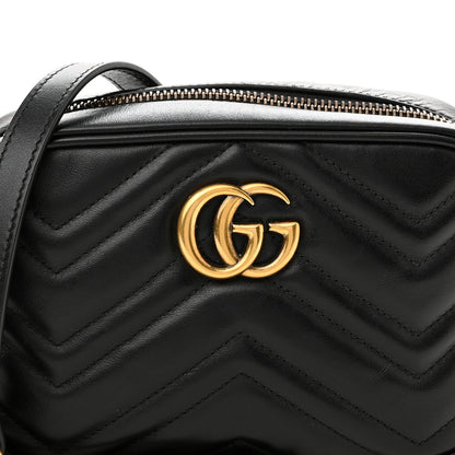 Gucci Calfskin Matelasse Mini GG Marmont Chain Shoulder Bag Black 8 of 10