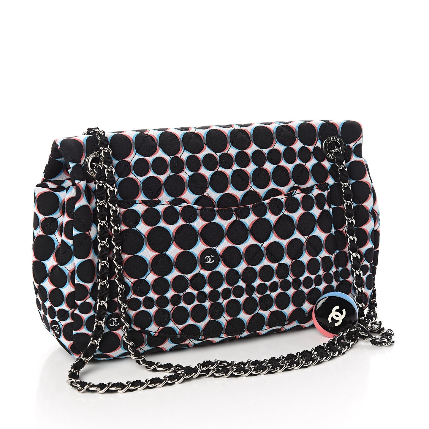 Nylon Printed Medium Single Flap Black White