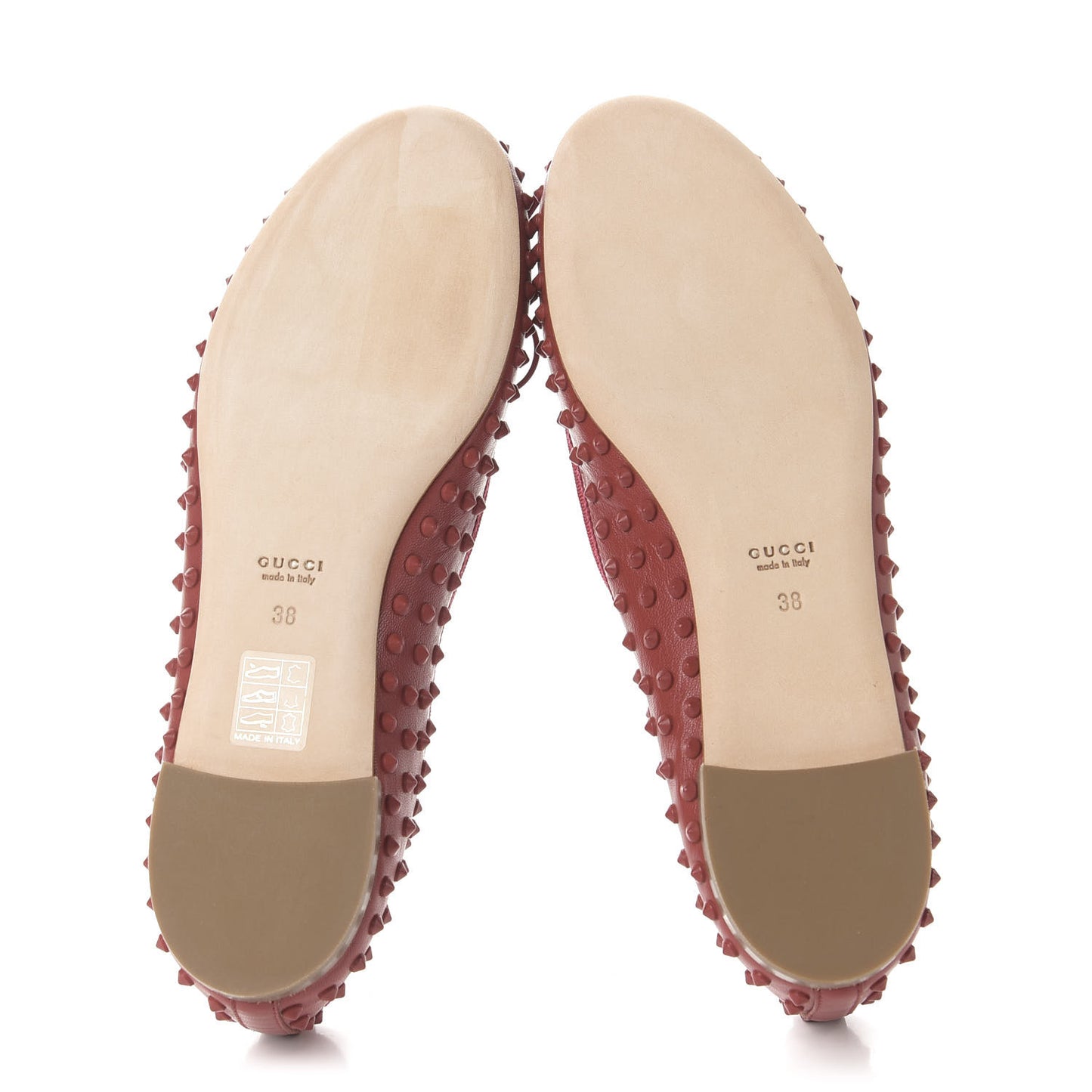 Calfskin Studded Ballerina Flats 38 Red